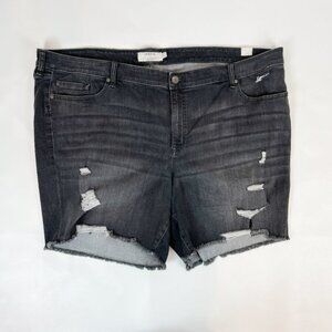 Torrid Denim Shorts Black Distressed Raw Hem 30